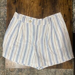 LOFT Linen Blend Striped 5" Shorts Size 14 NWT